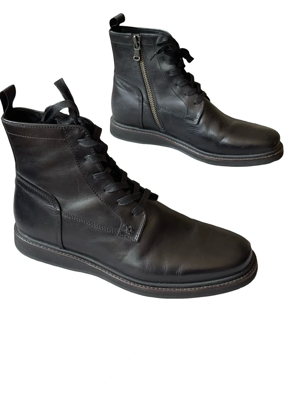 John Varvatos Men's Mineral Black Brooklyn Lug Lace Boots - SIZE 12